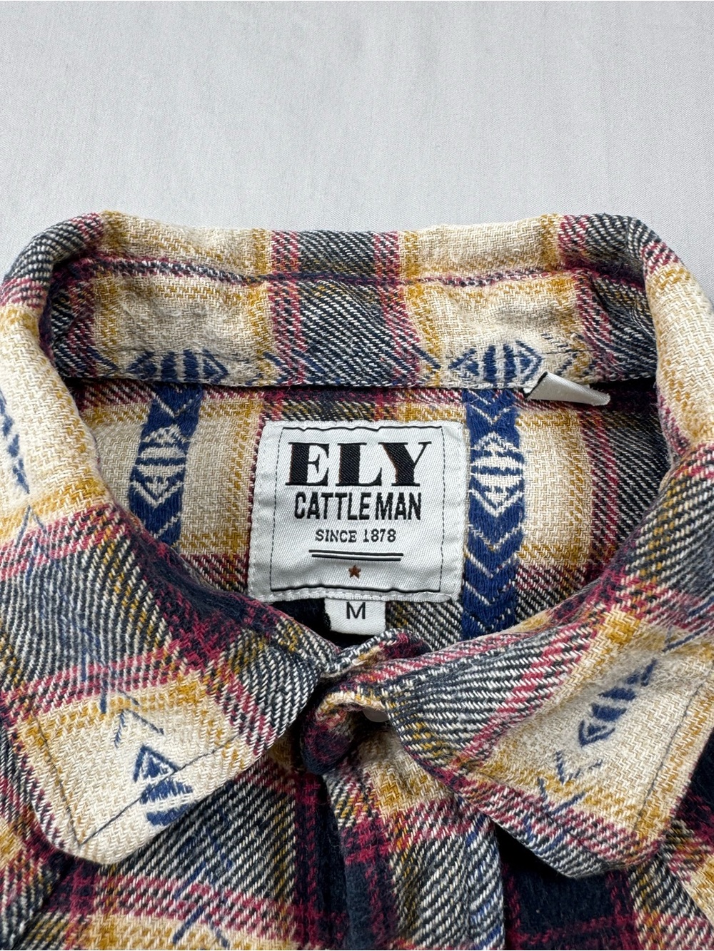 ELY Cattleman Western Pearl Snap Plaid Flannel Shirt Mens M - Picture 5 of 11